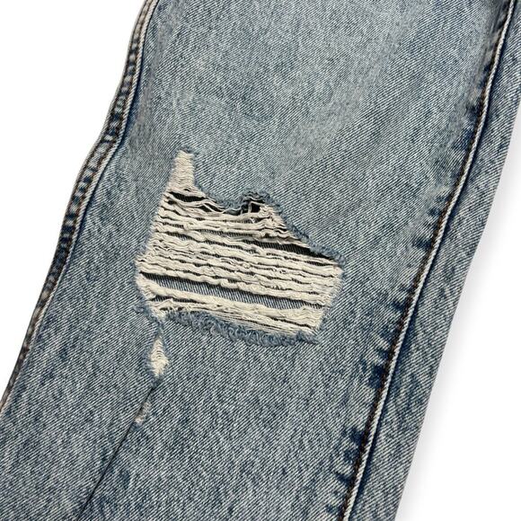 Revice High Rise Button Fly Straight Leg Jeans SIZE 28 x 30 Destroyed Blue - Picture 5 of 10